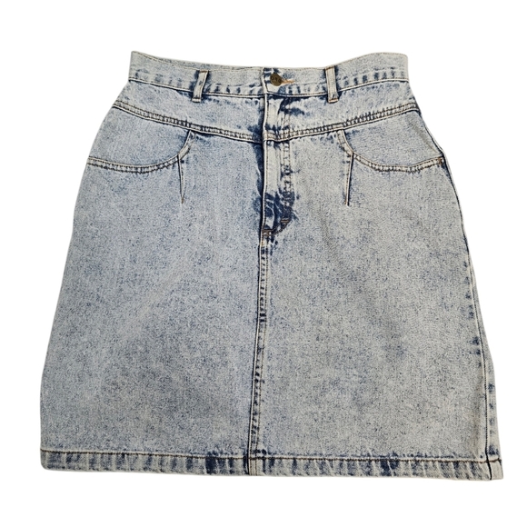 Vintage 80s Deb Acid Washed High Waist Denim Jean Skirt Size 11 Juniors P19‎ - Picture 2 of 12